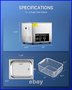 10L Ultrasonic Cleaner, 2.6 Gal Professional Industrial Auto Cleaning Machine fo