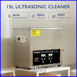 15L Ultrasonic Cleaning Machine 60W Sonic Cavitation Machine with Heater & Timer