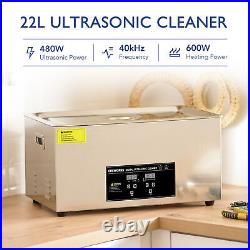 22L Stainless Steel Ultrasonic Cleaner 60W Sonic Cavitation Machine with Heater