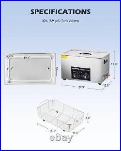 600W ultrasonic cleaner with heater and timer, 7.9 gallon ultrasonic cleaner, 30L