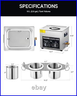 CREWORKS 10L Multi-Slot Ultrasonic Cleaner, Ultrasonic Cleaner Machine with 2 Sl