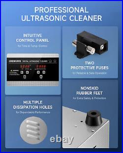 CREWORKS 10L Ultrasonic Cleaning Machine 220W Sonic Cavitator w Heater & Timer