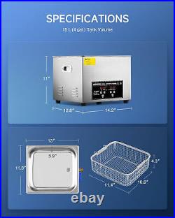 CREWORKS 360W 15L Stainless Steel Cleaning Machine, 4 Gal Ultrasonic Cleaner wit