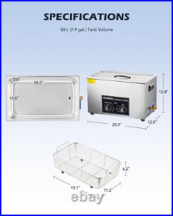 CREWORKS 600W Ultrasonic Cleaner with Heater and Timer, 7.9 Gallon Ultrasonic Cl