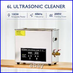 CREWORKS 6L Ultrasonic Cleaning Machine 180W Sonic Cavitator w Heater & Timer