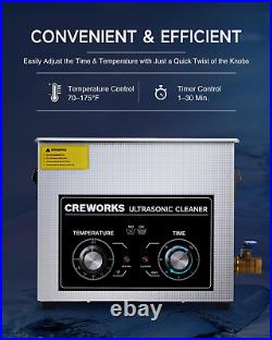 CREWORKS 6.5L Ultrasonic Cleaner with Knob, 1.7 Gal 120W Professional Industrial