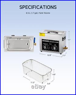 CREWORKS 6.5L Ultrasonic Cleaner with Knob, 1.7 Gal 120W Professional Industrial