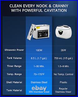 CREWORKS 6.5L Ultrasonic Cleaner with Knob, 1.7 Gal 120W Professional Industrial