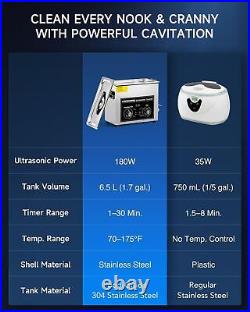 CREWORKS 6.5L Ultrasonic Cleaner with Knob, 1.7 gal 120W Professional Industr