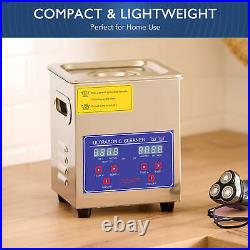 CREWORKS Stainless Steel Ultrasonic Cleaner 2L Cavitation Machine w Timer Heater