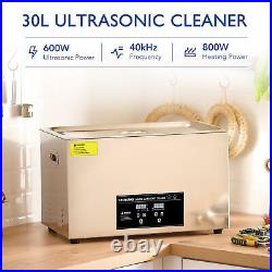 CREWORKS Stainless Steel Ultrasonic Cleaner 30L Cavitation Machine Timer Heater
