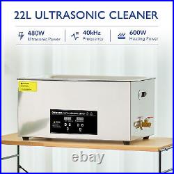 CREWORKS Ultrasonic Cleaner Heater 22L Stainless Steel Sonic Cavitation Machine