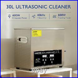 CREWORKS Ultrasonic Cleaner Heater 30L Stainless Steel Sonic Cavitation Machine