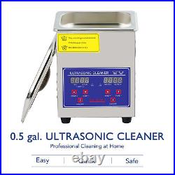 CREWORKS Ultrasonic Cleaner w Heater 2L Stainless Steel Sonic Cavitation Machine
