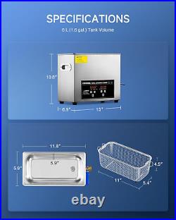 CREWORKS Ultrasonic Cleaner with Heater and Timer, 1.6 Gal Digital Sonic Cavitat