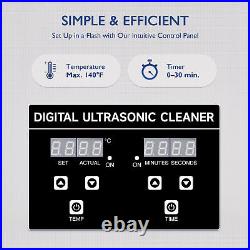 CREWORKS Ultrasonic Cleaning Machine 60W Sonic Cavitator w Heater Timer 15L Tank