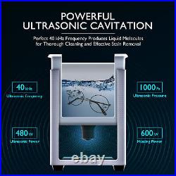 CREWORKS Ultrasonic Cleaning Machine 60W Sonic Cavitator w Heater Timer 22L Tank