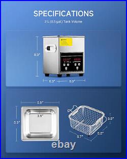 Jewelry Cleaning Machine, 2L Jewelry Cleaner Ultrasonic Machine with Heater&Timer