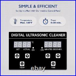 Portable Ultrasonic Cleaner 10L Cavitation Machine with Heater Timer Basket More