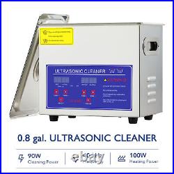 Portable Ultrasonic Cleaner 3L Cavitation Machine with Heater Timer Basket More