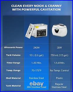 Ultrasonic Cleaner With Heater And Timer 2.6 Gal Digital Sonic Cavitation Machine