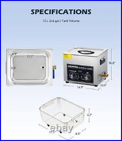 Ultrasonic Cleaner With Heater And Timer 2.6 Gal Digital Sonic Cavitation Machine